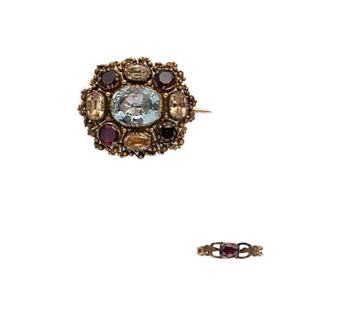 Lot 100 - A Georgian gemstone brooch, together with a ring