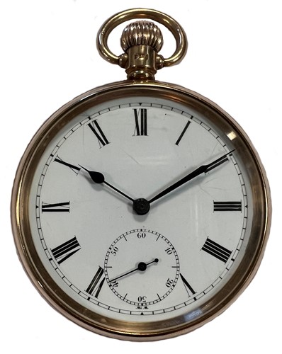 Lot 282 - Unsigned - A 9ct gold open faced pocket watch