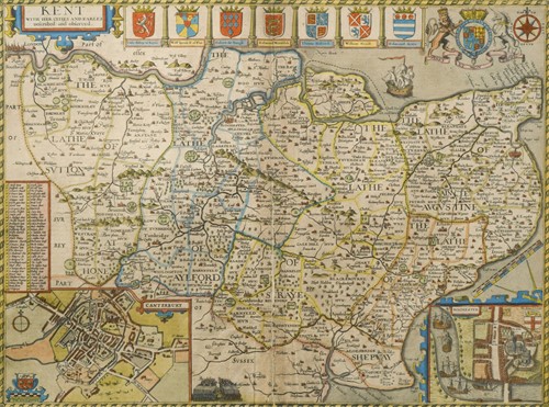 Lot 64 - John Speed. Kent with her cities and earles...