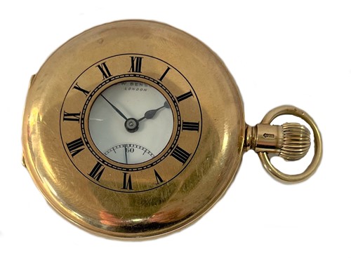 Lot 278 - J.W. Benson, London - A 9ct gold half hunter pocket watch