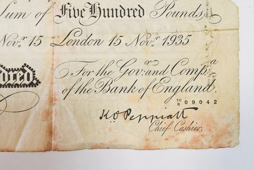 Lot 647 - Bank of England, Kenneth O. Peppiatt, £500 banknote