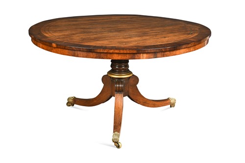 Lot 493 - A Regency brass line inlaid rosewood breakfast table
