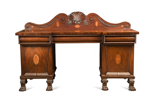 Lot 467 - An Irish Regency inlaid mahogany sideboard, in the manner of Williams and Gibton
