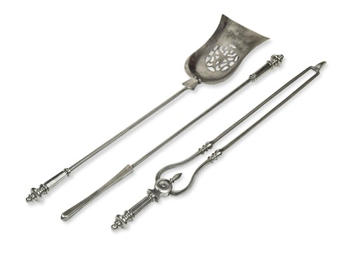 Lot 682 - A set of George III polished steel fire irons