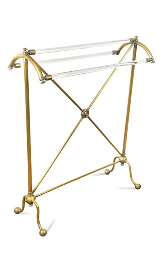 Lot 721 - An Art Deco brass and perspex towel rail, early 20th century