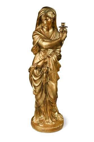 Lot 725 - A plaster and gilt painted candle holder, late 19th century