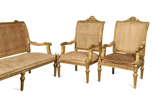 Lot 509 - A three piece giltwood salon suite after George Jacob, 19th century