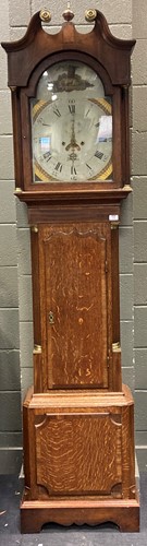 Lot 339 - A late George III oak longcase clock with...