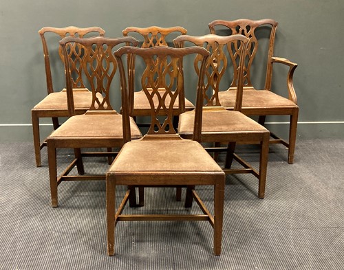Lot 335 - A set of six George III style mahogany dining...