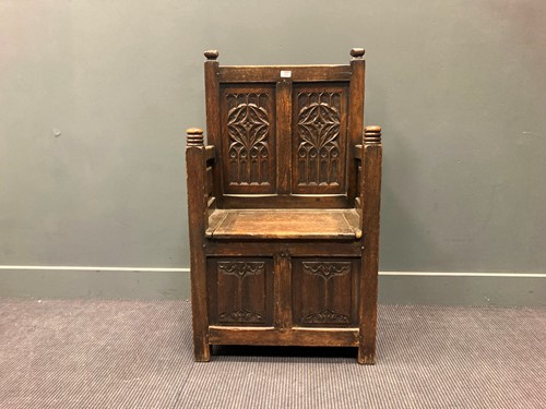 Lot 300 - A 19th century Gothic style oak panelled box...