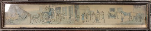 Lot 261 - Four panoramic prints of hunting scenes and a...