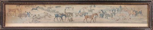 Lot 261 - Four panoramic prints of hunting scenes and a...