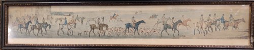 Lot 261 - Four panoramic prints of hunting scenes and a...