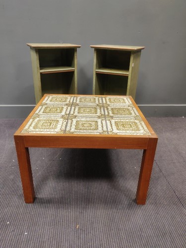 Lot 485 - A retro style tile-top coffee table, 42 x 65.5...