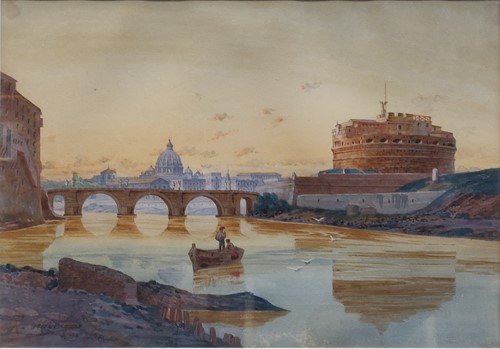 Lot 265 - Roberto Gigli (1846-1922) Rome showing Castel...
