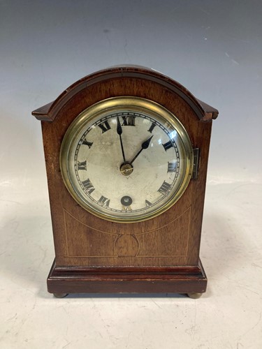 Lot 35 - An Edwardian dome top mantel timepiece, 20cm...