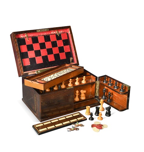 Lot 584 - A Victorian rosewood games compendium