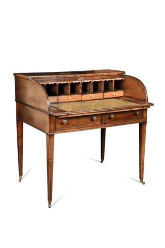 Lot 714 - A George III tambour front cylinder desk