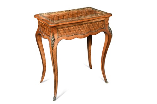 Lot 520 - A Louis XV style kingwood and parquetry work table, mid 19th century