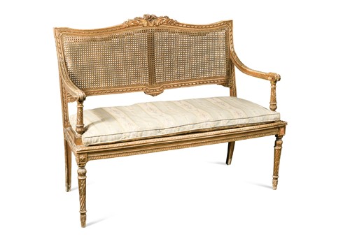 Lot 681 - A Louis XVI style gilt wood canape, circa 1900
