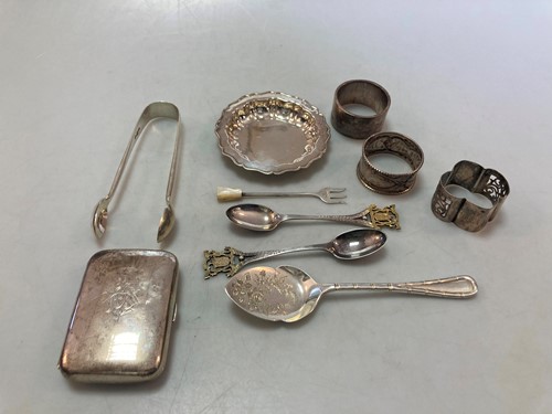 Lot 192 - A collection of silverware including cigarette...