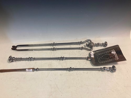 Lot 113 - A set of three 19th century polished steel...