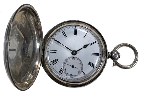 Lot 263 - Unsigned - A Victorian Sterling silver hunter pocket watch