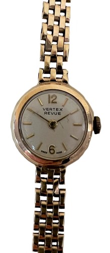 Lot 337 - Vertex - A 'Revue' 9ct gold wristwatch