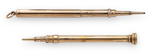 Lot 390 - A 9ct gold propelling pencil, and another with mark of Sampson Mordan