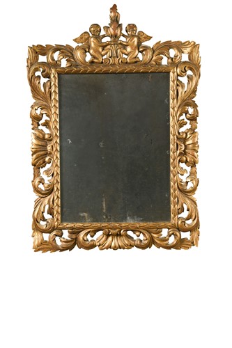 Lot 385 - An Italian carved giltwood wall mirror, late 18th century