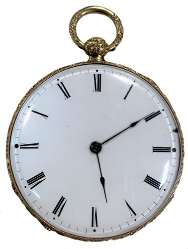 Lot 279 - Courvoisier & Company, La Chaux de Fonds - A Swiss 18ct gold open faced slim dress pocket watch