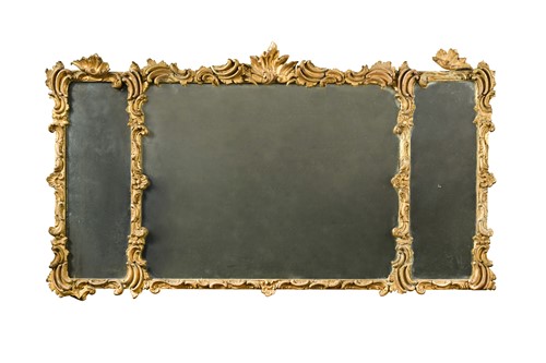 Lot 507 - A George III rococo gilt landscape overmantel mirror
