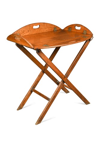 Lot 686 - A golden oak butler's tray on stand, 19th century