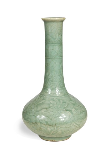 Lot 55 - A Longquan celadon bottle vase, Ming Dynasty (1368-1644)