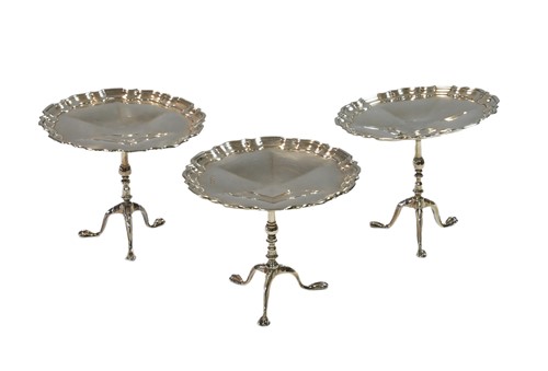 Lot 582 - Three Edward VII silver novelty miniature wine tables