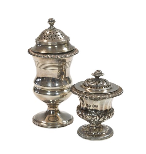 Lot 518 - Two George IV silver spice casters