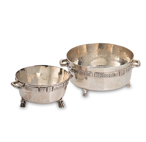 Lot 591 - Two early 20th century 'Arts & Crafts' silver bowls