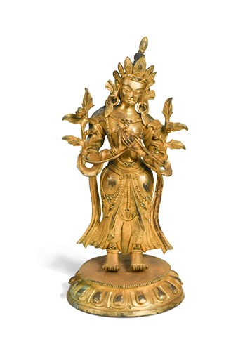 Lot 428 - A Chinese gilt bronze figure of Tara