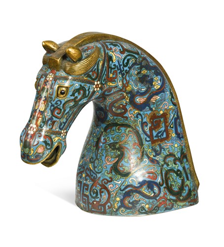 Lot 434 - A Chinese cloisonne truncated horsehead, 20th century