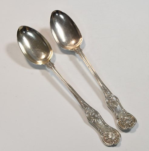 Lot 556 - Two Victorian silver basting spoons