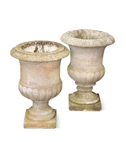 Lot 731 - A near pair of white marble urns, 19th century