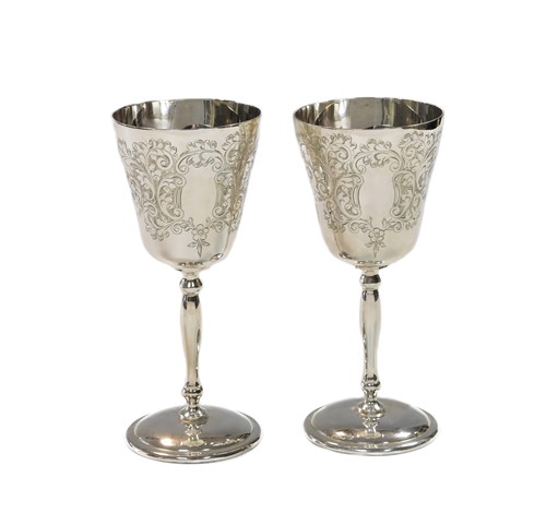 Lot 634 - A pair of Elizabeth II silver sherry goblets
