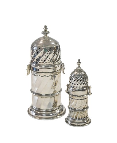 Lot 538 - A Victorian Britannia silver 'lighthouse' style caster together with a Sterling silver example