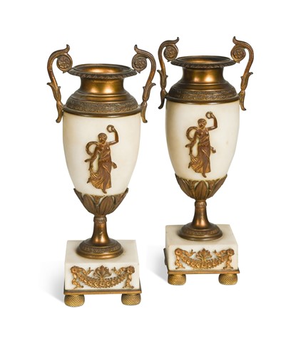 Lot 496 - A pair of marble and gilt metal mounted urns, 19th century