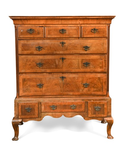Lot 405 - A walnut chest on stand, 18th century