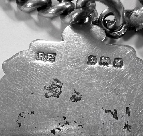 Lot 264 - Syren, Geneve - A George V Sterling silver half hunter pocket watch and chain with 2 fob medals