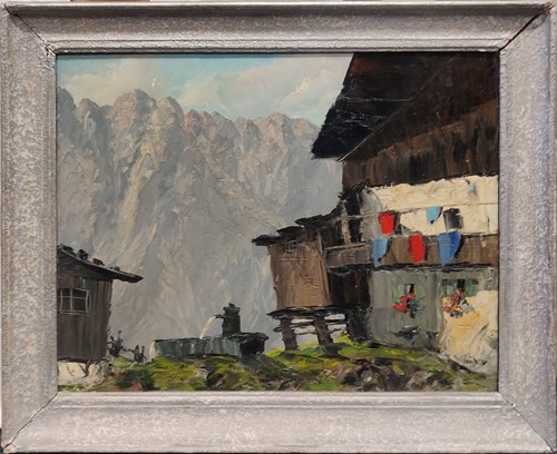 Lot 280 - Manner of Oskar Mulley farmhouses in an alpine...