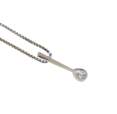 Lot 133 - An 18ct gold pear shaped diamond pendant and chain