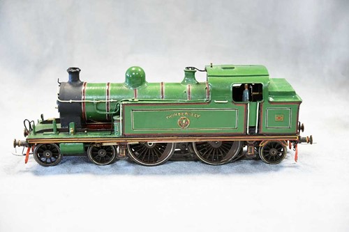 Lot 650 - A painted metal kit or scratch built model O gauge electric tank locomotive