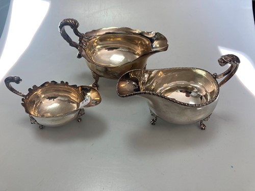Lot 238 - 3 silver sauce boats 26.3ozt gross (3)